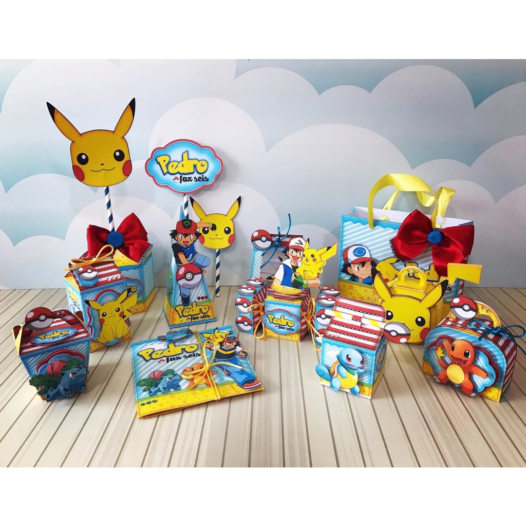 Kit Caixinhas Lembrancinha Personalizada Pokemon Aniversário Festa Infantil