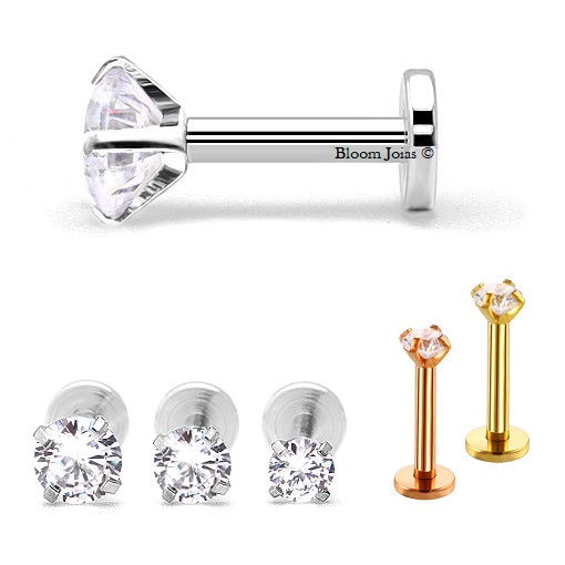Piercing Tragus Flat Helix Labret Aço Cirúrgico Com Zircônia em Oferta na Shopee