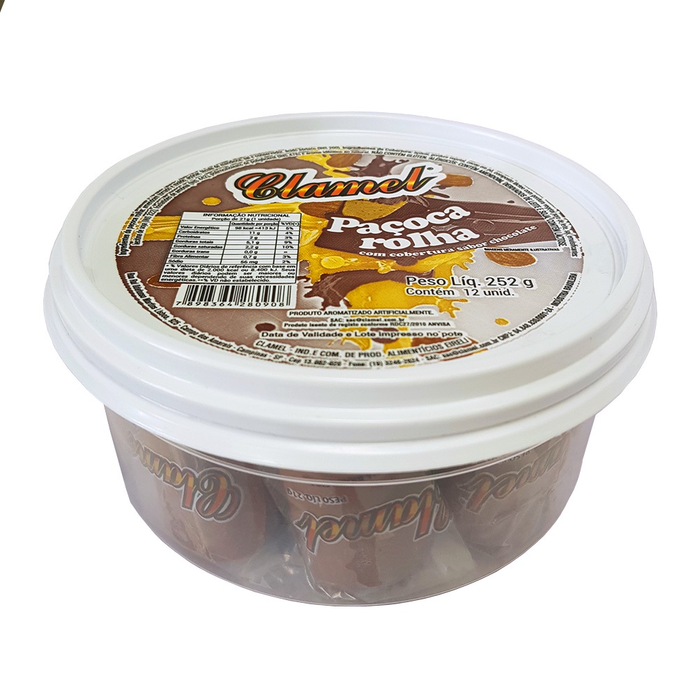 Paçoca Rolha com Cobertura Sabor Chocolate 252g - Clamel