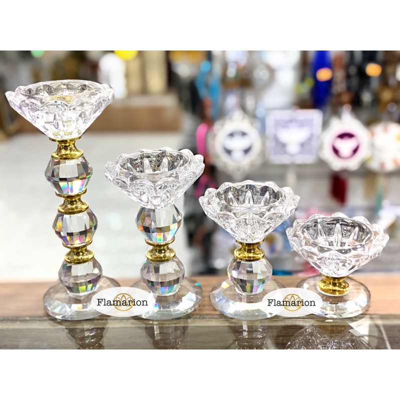 Castiçal Vela Cristal Porta Velas Enfeite Vidro Kit Trio