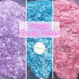 Glitter flocado Candy Colors, resina epóxi, artesanato, nail art, DIY