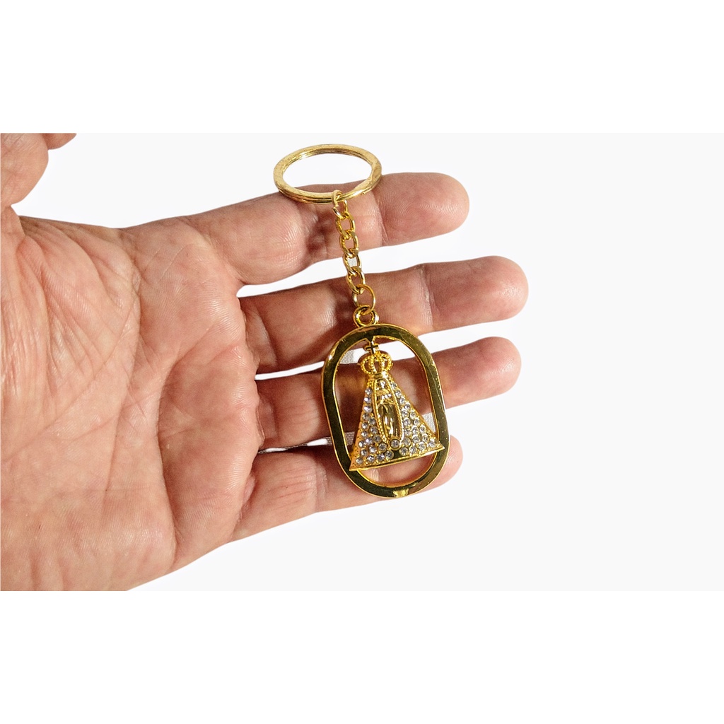 Chaveiro Vazado com Imagem Nossa Senhora Aparecida Mosquetão