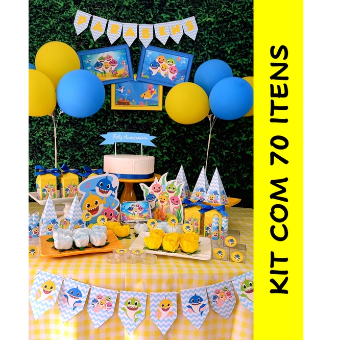 Baby Shark Menino Kit so um bolinho 70 itens