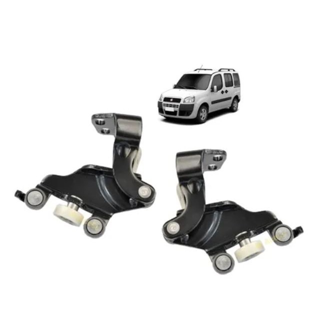 Par Carrinho Guia Central Com Roldana Porta Lateral Corrediça Doblo Após 05 Advanced Essence EL ELX Adventure Cargo