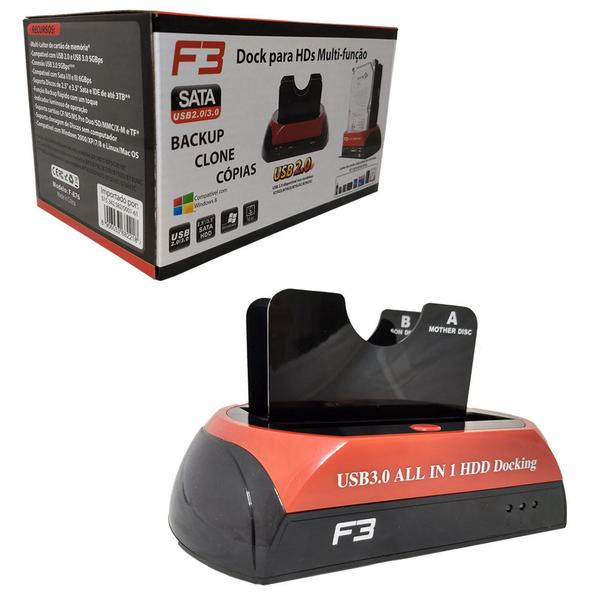 Dock Station F3 F876 2x Sata Usb 3.0 Leitor E Clonador