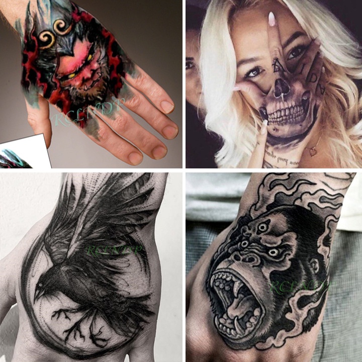 Tatuagem Temporária Tattoo Fake a Prova D'água Unisex Realistas 3D Festa Social Praia Verão Masculino Feminina Realismo Falsa Mão Antebraço Braço Peito Costas Ombro Pescoço Nuca Coxa Canela Panturrilha Flor Rosa Letras Chinesas Corvo Mau Mascara Caveira