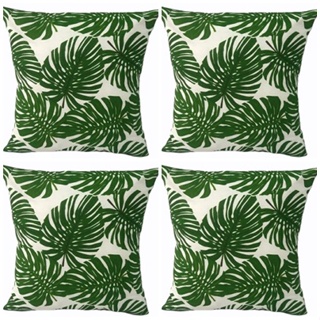 Kit 4 Capas Almofadas 45 X 45 Cm 4 Estampadas Costela De Adão Verde Com Zíper em Oferta na Shopee