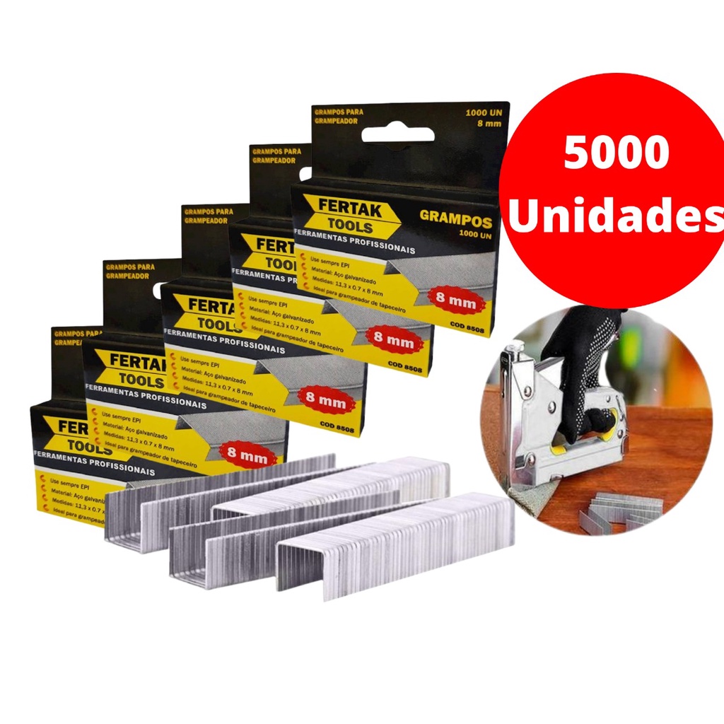 Grampo De Grampeador Tapeceiro 10mm 5000 Unidades Ferramentas Profissional em Oferta na Shopee