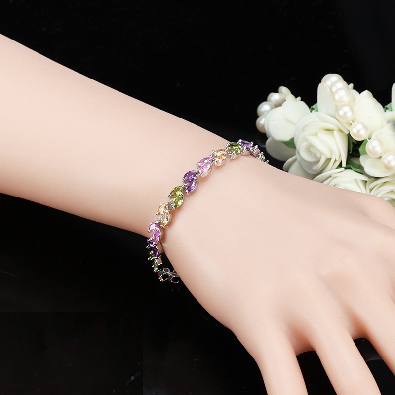 Cwwszircons Nova Moda 2020 Zircônia Cúbica Jóias Cor Prata Folha Charme CZ Cristal Feminino Pulseiras Para Mulher S0003 — imagem 2 de 2