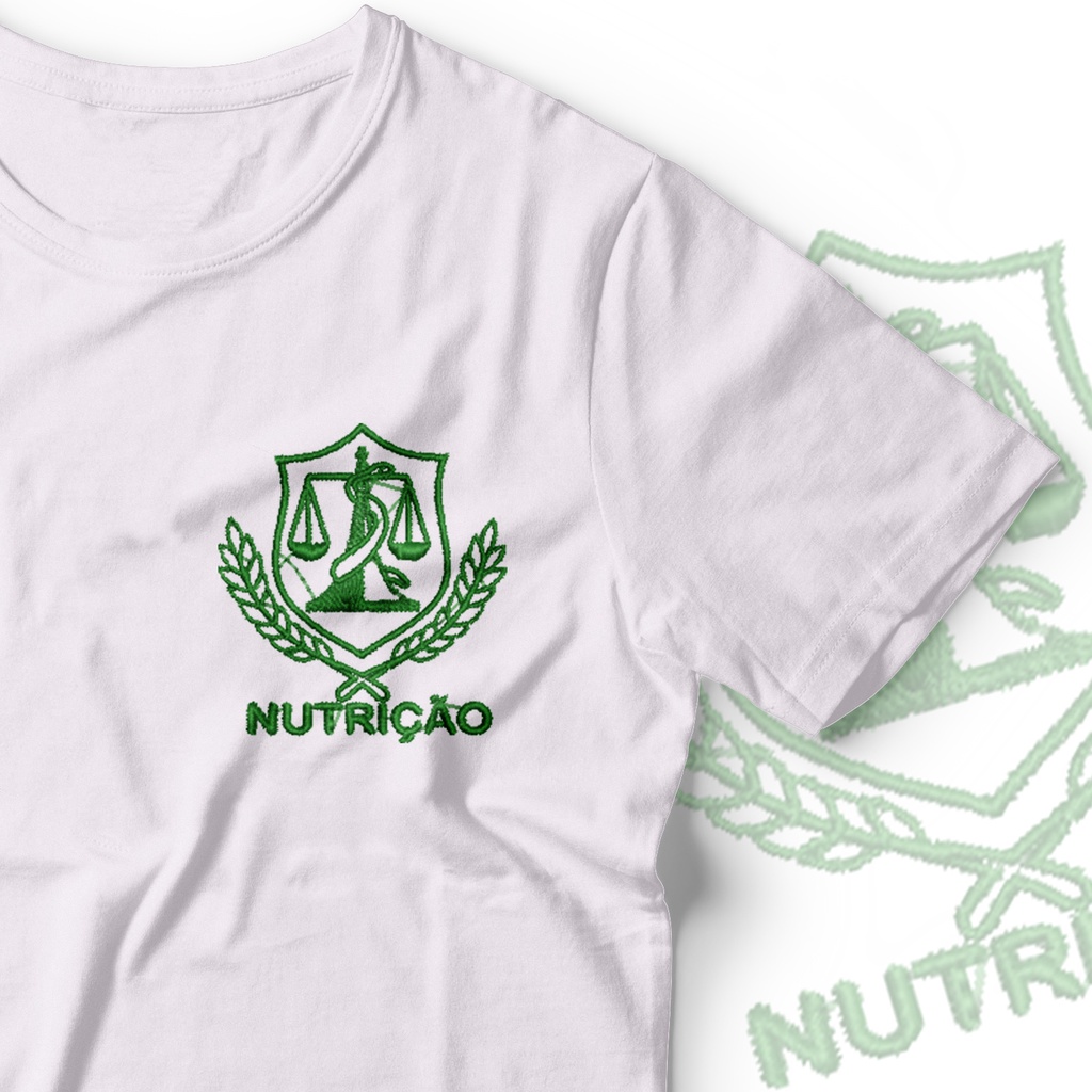 Camisa Nutrição Bordada Símbolo Nutrição em Malha PV Antipiling Faculdade de Nutrição T-Shirt