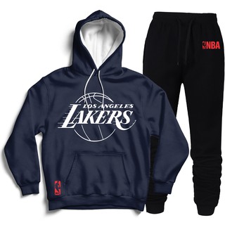Conjunto Moletom Canguru + Calça Lakers 01