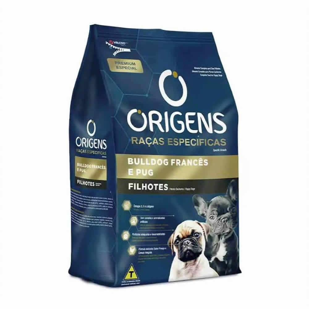 Ração Origens Premium Especial Raças Específicas Cães Filhotes Bulldog Francês e Pug 1kg - Pets