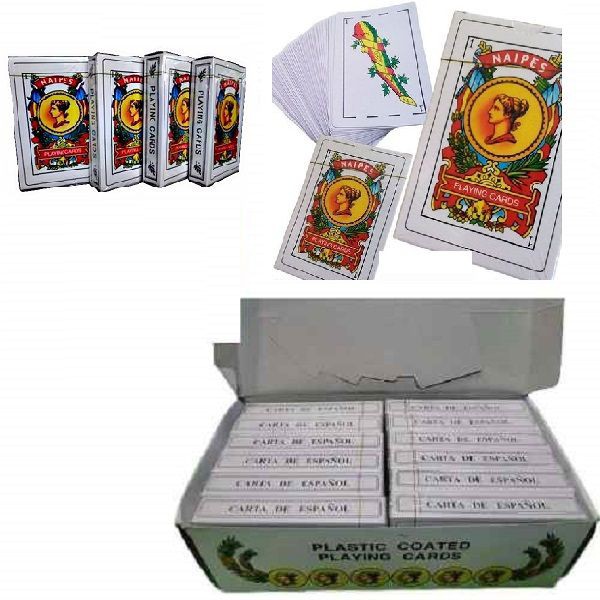 Kit lote 12 baralho espanhol jogar truco bisca canastra dourado cartas poker uno jogo plástico naipe