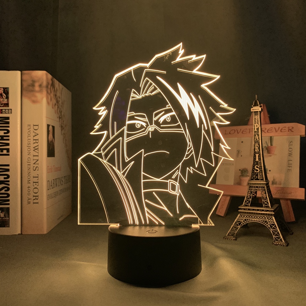 Anime My Hero Academia Denki Kaminari Figure Luminária LED 3D Noturna Presente e Decoração