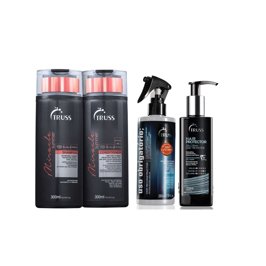 Truss Miracle Summer Shampoo e Condicionador e Hair Protector e Uso Obrigatório