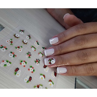 CARTELÃO adesivos de unhas com 30 unidades Margarida Vermelha AD20