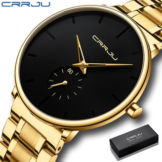 CRRJU Relogio Masculino Luxo Marca Original Casual à Prova D