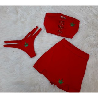 Conjunto semi Fio + short Saia + Cropeed Corrente