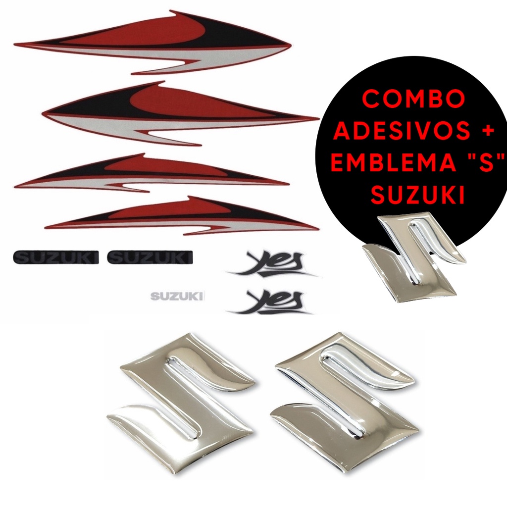Faixa Adesiva Suzuki Yes 125 2008 Vermelha + Emblema S Suzuki Resinado