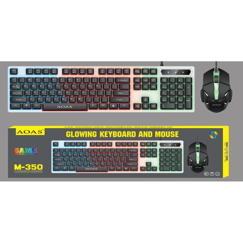 Kit Teclado com Mouse Semi Mecânico com Led Gamer Aoas M-350