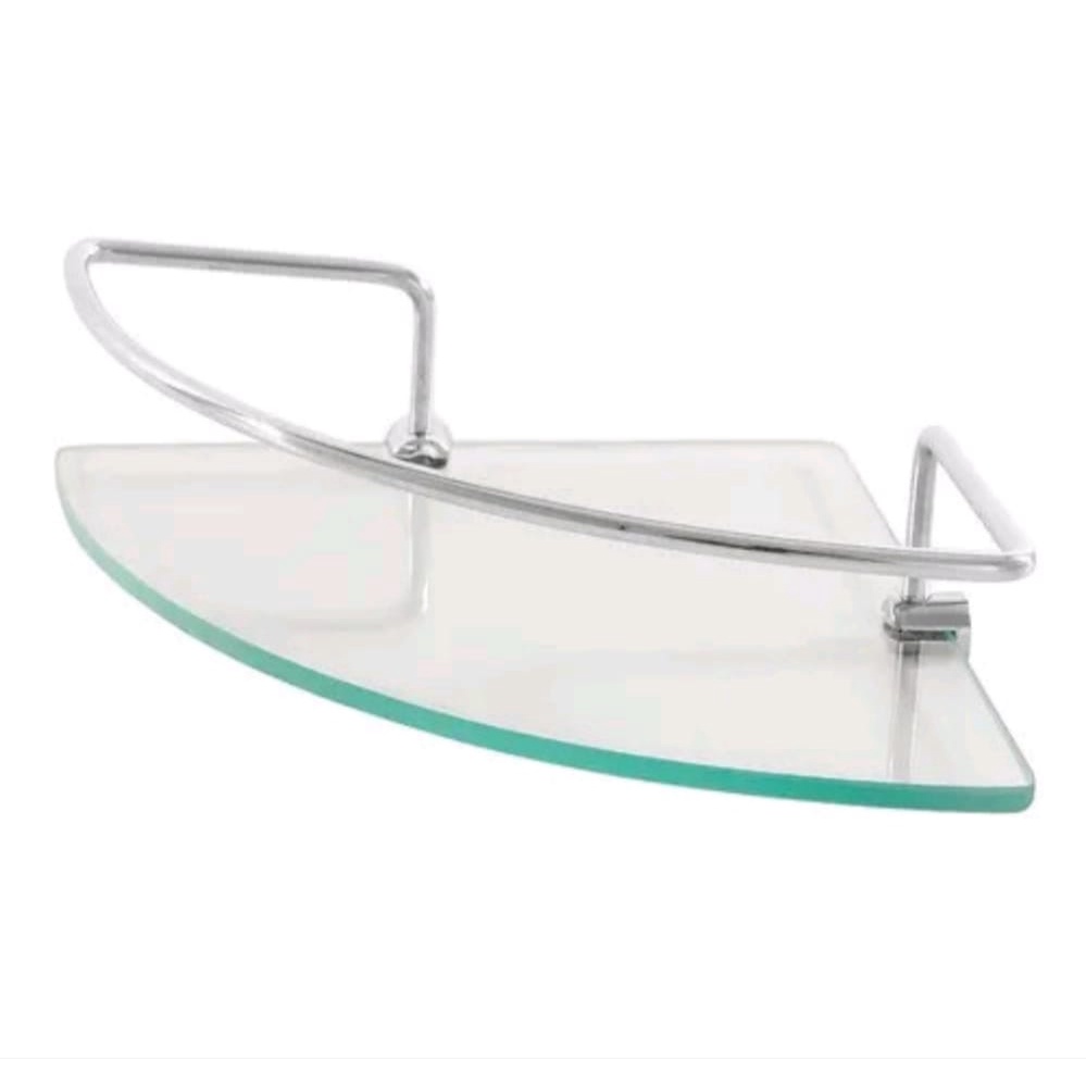 Porta Shampoo De Canto Cromado Com Base De Vidro