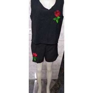 Conjunto Feminino Poliéster Short Blusa Regata G