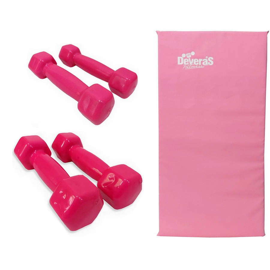 Kit halteres peso academia 1 kg e 2 kg + colchonete de academia ginástica yoga mat | Shopee Brasil
