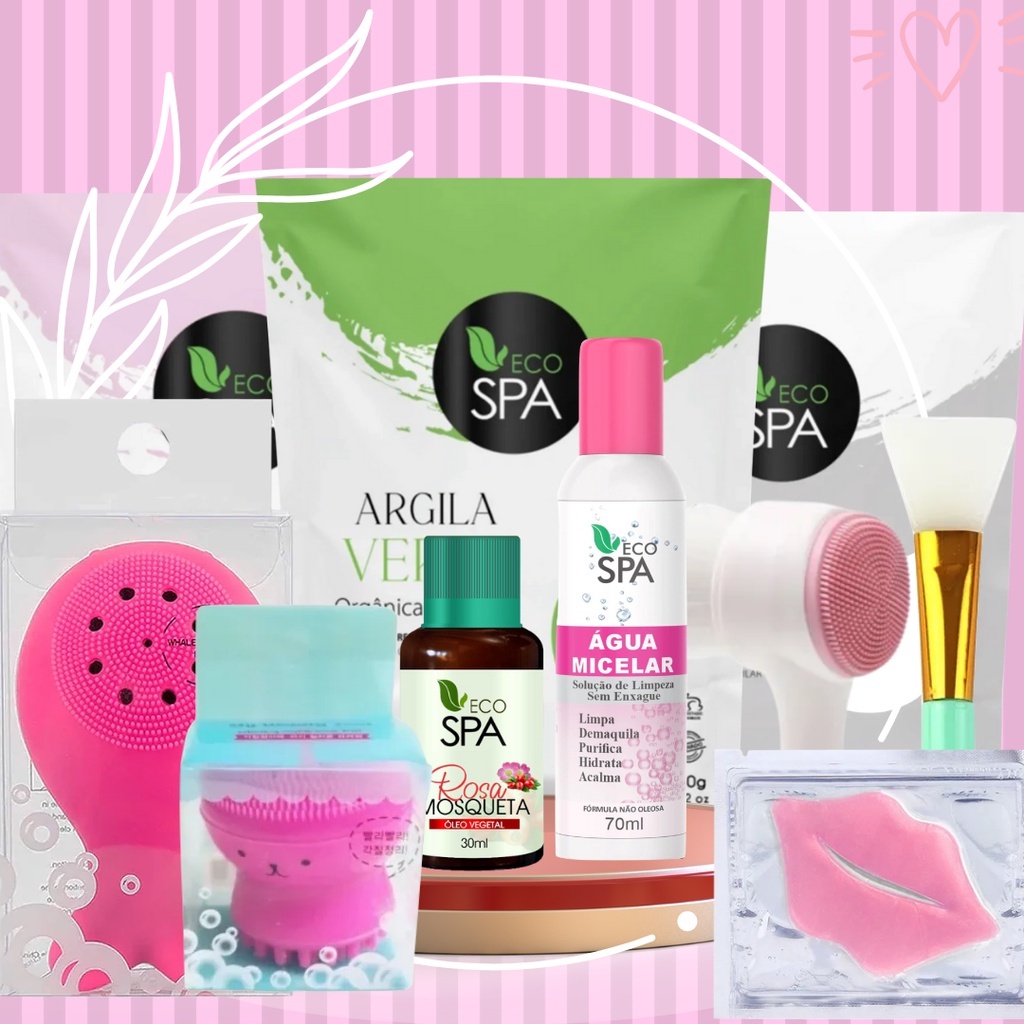 Kit Skin Care Limpeza de Pele e Cuidado Facial Completo c/ Rosa Mosqueta + Água Micelar - 7 itens