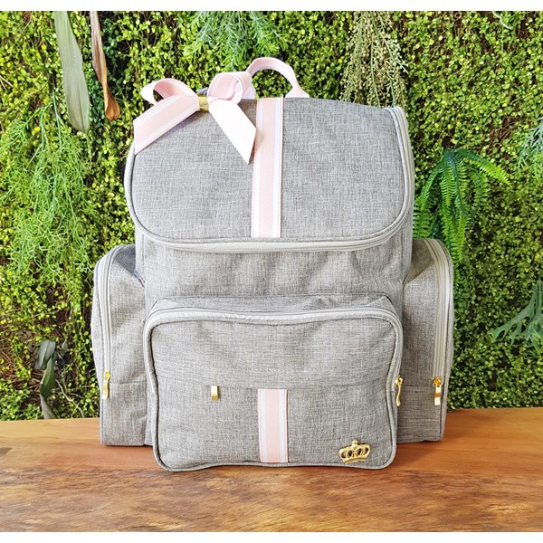 Mochila Maternidade Bolsa Bebe Rosa Laço Luxo Grande em Oferta na Shopee