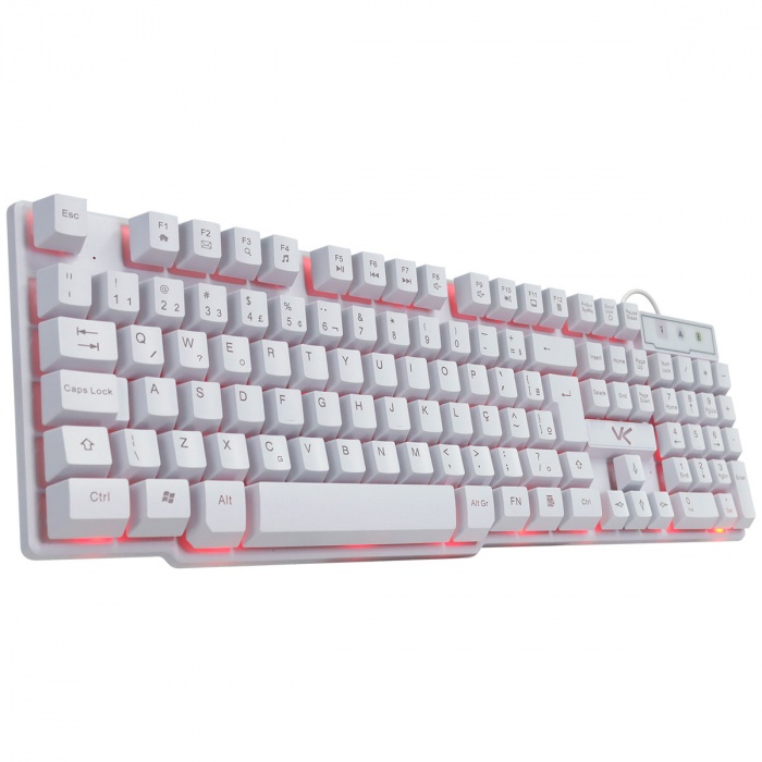 Teclado Gamer VX Gaming Hydra Branco ABNT2 Multimidia Com Led Vermelho sensacao MECANICA USB 1.8M - GTH110BV