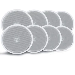 kit 8 caixas falantes de embutir no gesso 70 rms 8 ohms redondas brancas com suporte
