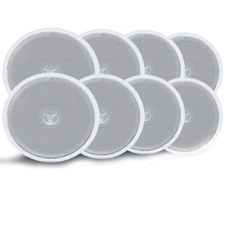 kit 8 caixas falantes de embutir no gesso 70 rms 8 ohms redondas brancas com suporte em Oferta na Shopee