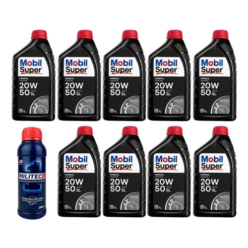 Kit Militec + 9 Óleos Mobil 20w50 Sl Mineral Original Carro