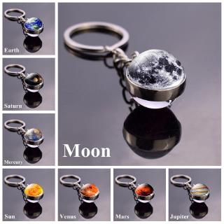 Chaveiro Espaço Planeta, Liga Metálica, Imagem, Bola De Vidro Dupla Face Moon, Sun em Oferta na Shopee