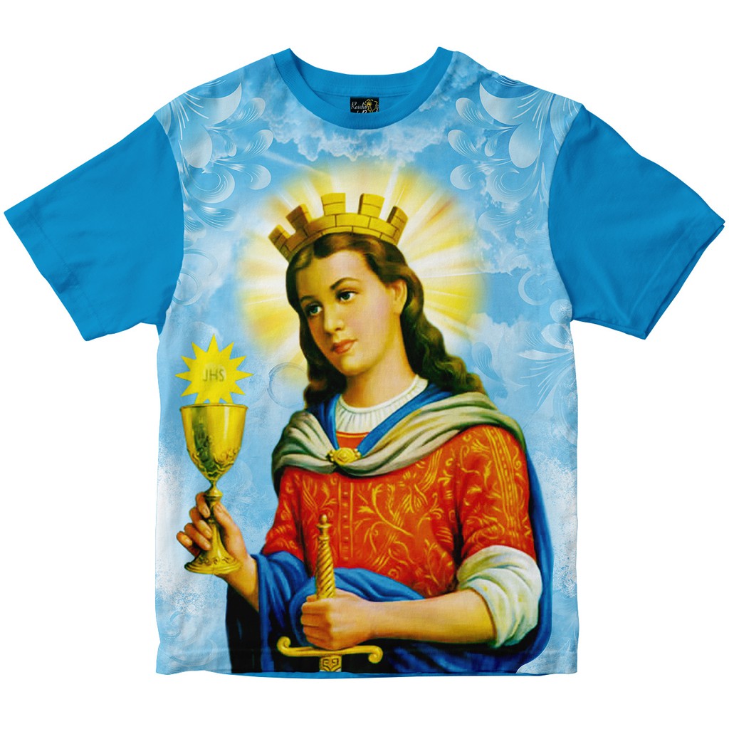 Camiseta Santa Bárbara Rainha do Brasil Azul Turquesa