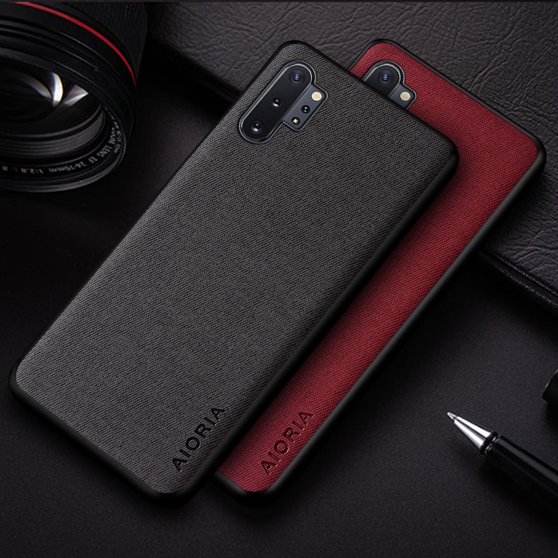 Capa De Celular De Couro Têxtil Premium Para Samsung Galaxy Note 10 plus