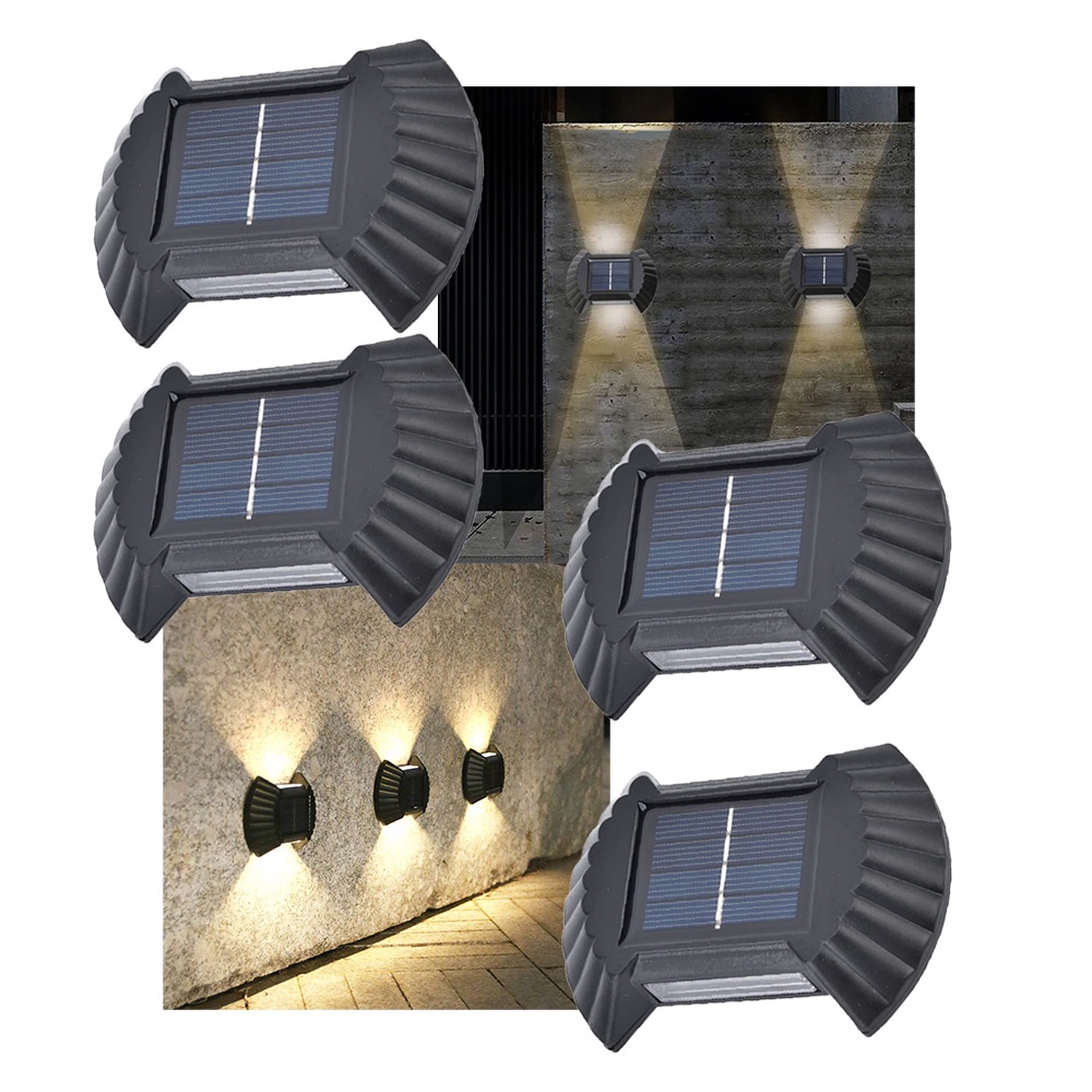 Luminaria Solar Arandela Iluminaçao Reistente Kit 4 Und Balizador Spot Jardim Casa Escada Quintal Garagem Rua Varanda Iluminaçao Multiuso