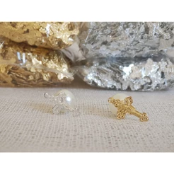 10 Crucifixos Dourados ou Prata Para Fazer Mini Terços ou 10 pombos da paz pingente