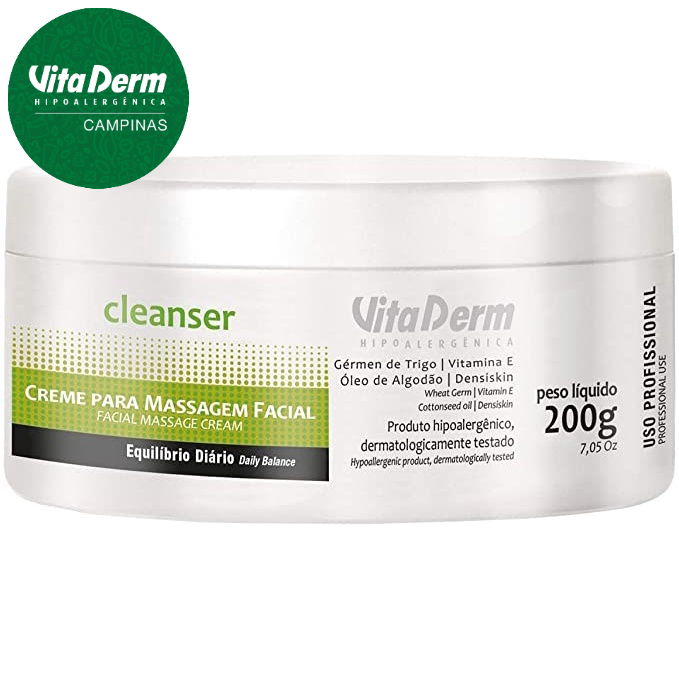 Creme Para Massagem Facial 200g Vita Derm Profissional - Hidratante Facial Antioxidante