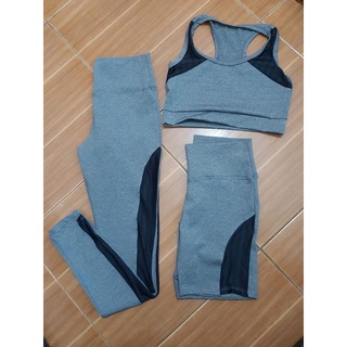 Conjunto com três peças shorts top e legging com muita Lycra cintura alta modela o corpo