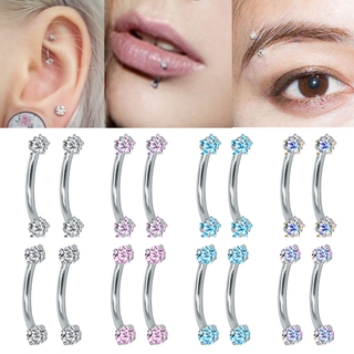 1 Par Vertical De Piercings Labiais Anéis De Cristal Para Sobrancelhas Prevenir Alergia De Cartilagem De Aço Inoxidável