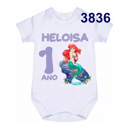 Body Bebê Personalizado Pequena Sereia Aniversário C 3836