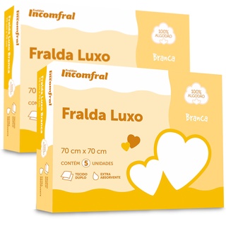 Kit 10 Fraldas De Pano Tecido Duplo 100 Algodão 70x70cm Incomfral