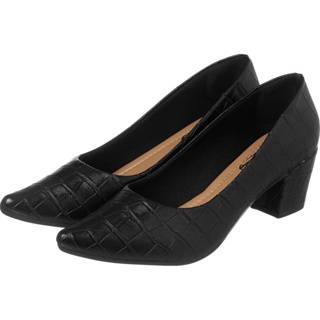 Scarpin Croco Santorine Salto Quadrado Bico Fino em Oferta na Shopee