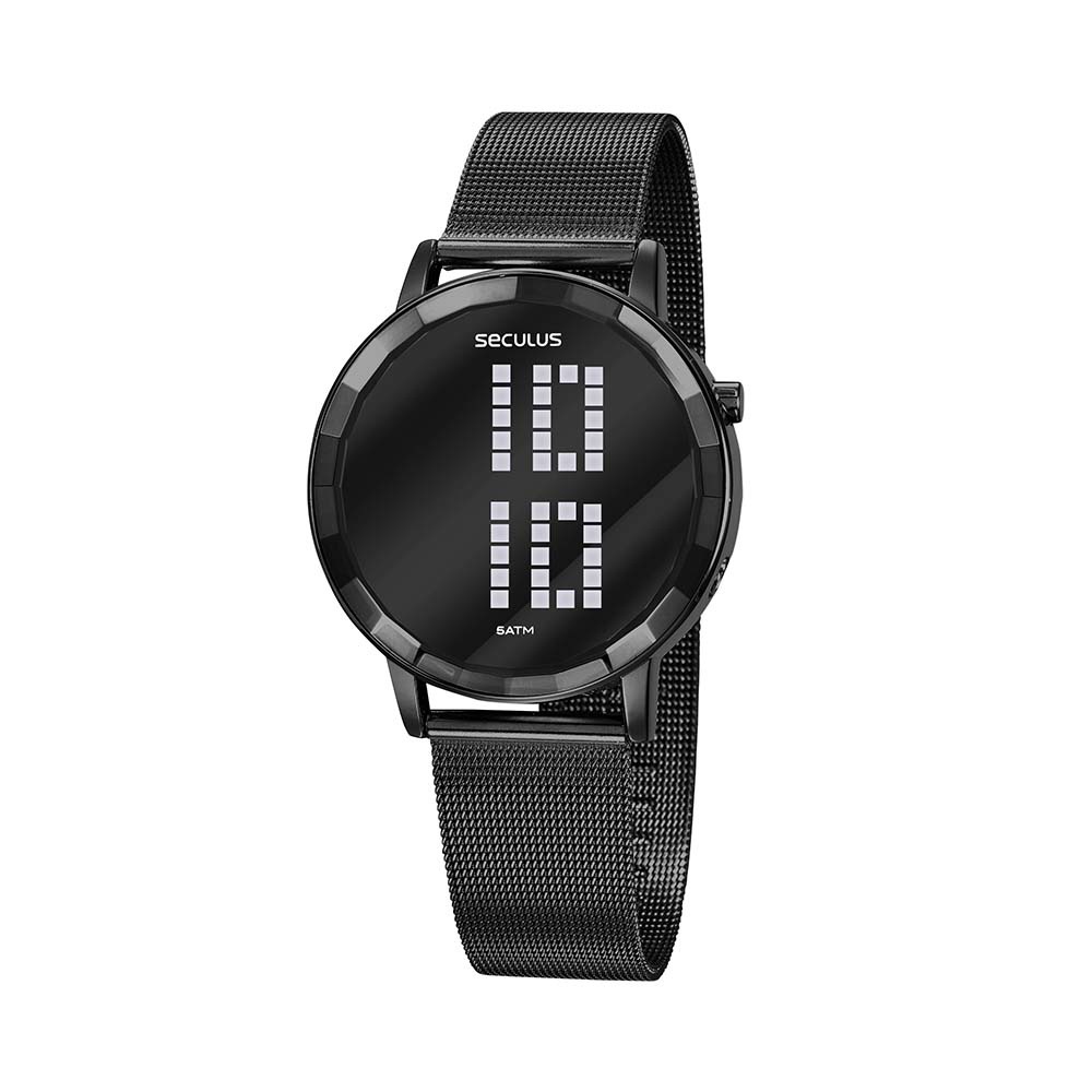 RELÓGIO SECULUS FEMININO PRETO DIGITAL LED BRANCO GRANDE | Shopee Brasil