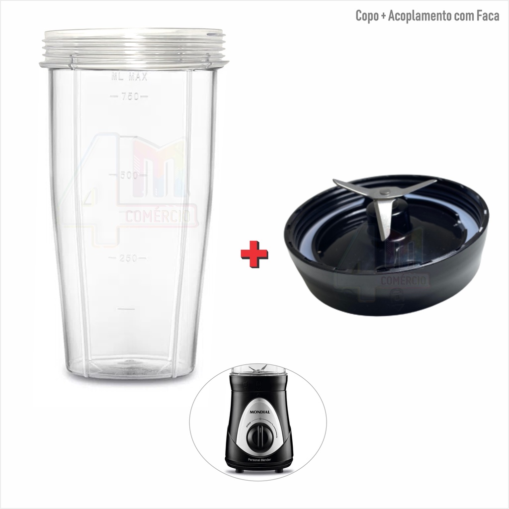 Kit Copo e Faca Compatível Com Mondial Personal Blender DG 01