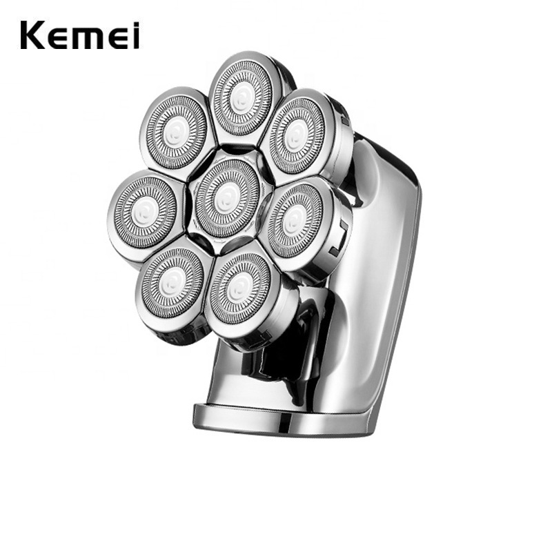 Kemei 8 Cabeças Barbeador Elétrico 8D Homens Barba Rotativa Recarregável À Prova D'água Mi...