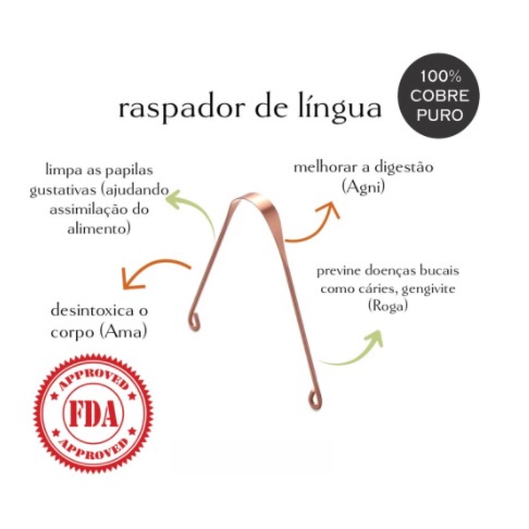 Raspador Limpador De Língua De Cobre Puro - Ayurveda