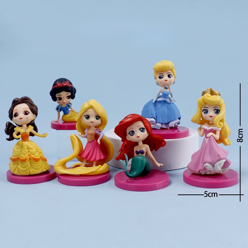 6pcs Princesa Bonecas Bonito Criativo Dos Desenhos Animados Boneca  Brinquedos Bolo Assando Decorações - Escorrega o Preço