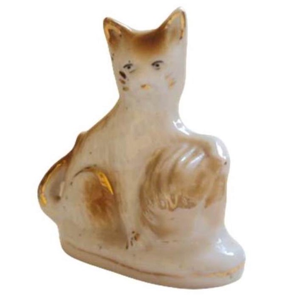1003 Prd- Mini Escultura- Antigo Bibelô- De Porcelana- Gatinho- 7,5 cm de Altura